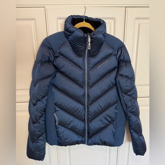 Obermeyer Women’s Ion Stretch Blue Puffer Jacket Size Large Down Goose Insulated - Picture 1 of 11